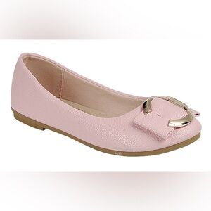 link comfort Chic Pink Ballet Flats with Gold Ring